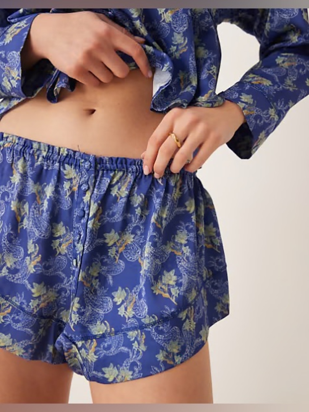 Free People Intimately Paisley Printed Satin Pajama Shorts Size Large